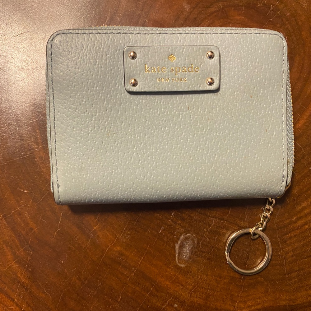 Kate Spade Light Blue Leather Wallet Keychain